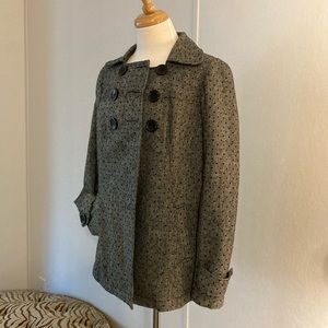Women’s Candies Gray Dotted Bow Back Pea Coat